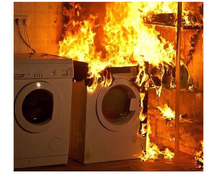 clothes dryer on fire