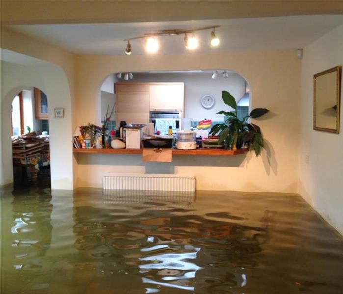 inside a  flooded home