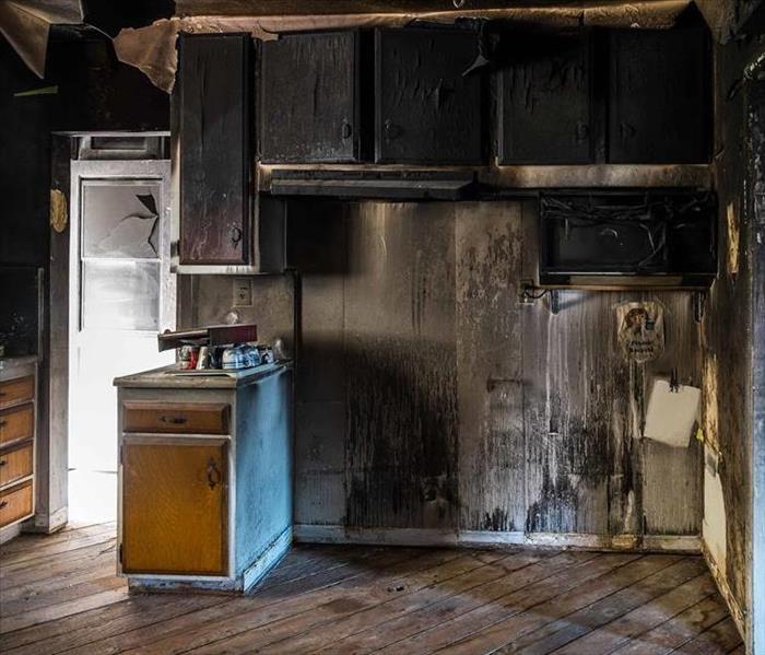 Fire damaged kitchen